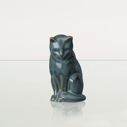 Mini Pet Urn for Ashes Neko - Oily Green Melange | Ceramic Cat Urn - Pulvis Art Urns