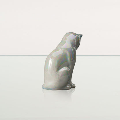 Mini Pet Urn for Ashes Neko - Pearly White | Handmade | Ceramic Cat Urn - Pulvis Art Urns