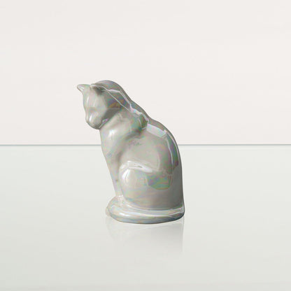 Mini Pet Urn for Ashes Neko - Pearly White | Handmade | Ceramic Cat Urn - Pulvis Art Urns