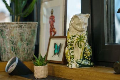 Neko Hand Decorated Pet Urn "Nature" - Ceramic | Handmade Pet Urn - Pulvis Art Urns