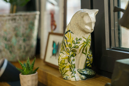 Neko Hand Decorated Pet Urn "Nature" - Ceramic | Handmade Pet Urn - Pulvis Art Urns