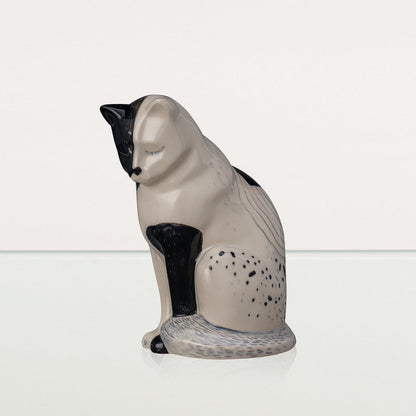 Neko Hand Decorated Pet Urn "Tuxedo" - Ceramic | Handmade Pet Urn - Pulvis Art Urns