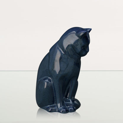 Neko Pet Urn for Ashes - Blue Melange | Ceramic | Handmade Cat Urn - Pulvis Art Urns