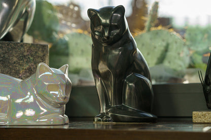 Neko Pet Urn for Ashes - Dark Matte | Ceramic | Handmade Cat Urn - Pulvis Art Urns
