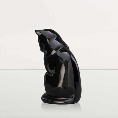 Neko Pet Urn for Ashes - Lamp Black | Ceramic | Handmade Cat Urn - Pulvis Art Urns