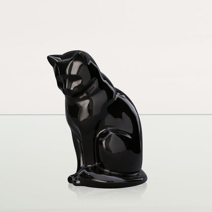 Neko Pet Urn for Ashes - Lamp Black | Ceramic | Handmade Cat Urn - Pulvis Art Urns