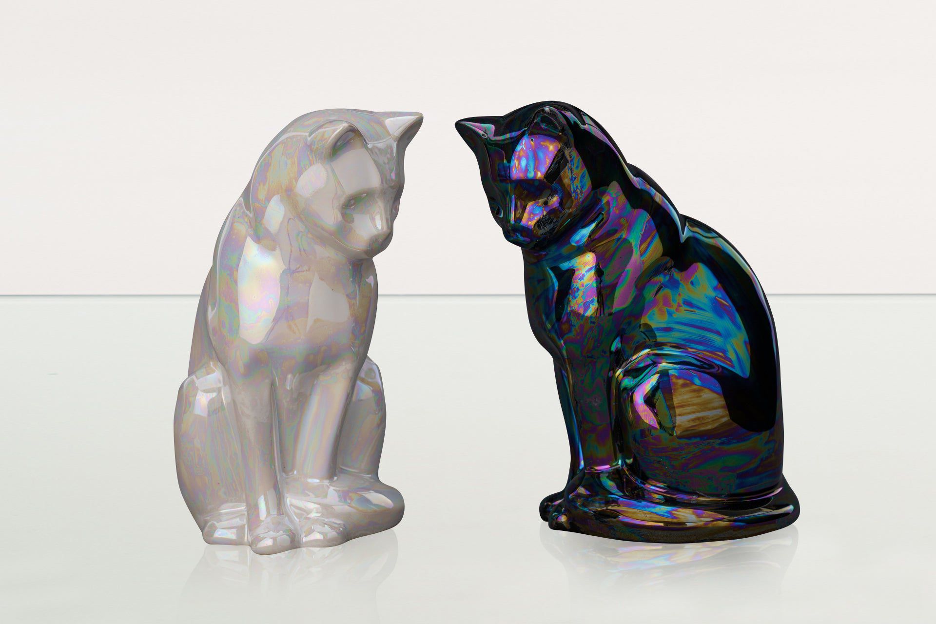 Neko Pet Urn for Ashes - Pearl White | Ceramic | Handmade Cat Urn - Pulvis Art Urns