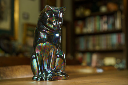 Neko Pet Urn for Ashes - Rainbow Black | Ceramic | Handmade Cat Urn - Pulvis Art Urns