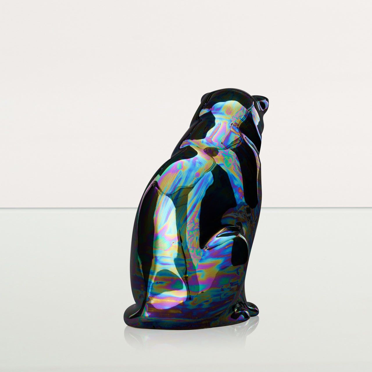 Neko Pet Urn for Ashes - Rainbow Black | Ceramic | Handmade Cat Urn - Pulvis Art Urns