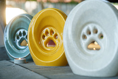 Paw Pet Urn for Ashes - Amber Yellow | Ceramic | Handmade Pet Urn - Pulvis Art Urns