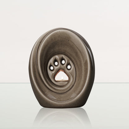 Paw Pet Urn for Ashes - Beige Grey | Ceramic | Handmade - Pulvis Art Urns