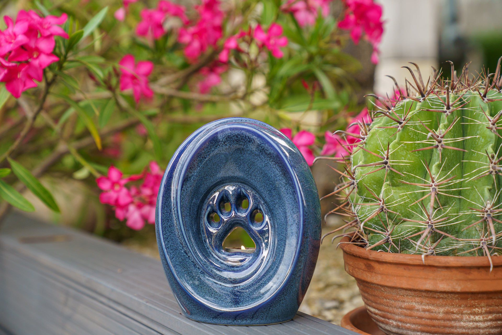 Paw Pet Urn for Ashes - Blue Melange | Ceramic | Handmade - Pulvis Art Urns
