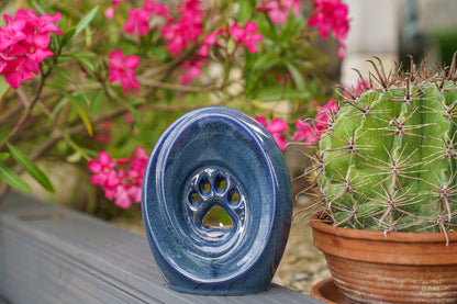 Paw Pet Urn for Ashes - Blue Melange | Ceramic | Handmade - Pulvis Art Urns