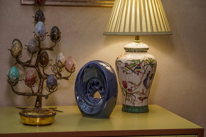 Paw Pet Urn for Ashes - Blue Melange | Ceramic | Handmade - Pulvis Art Urns