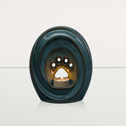 Paw Pet Urn for Ashes - Oily Green Melange | Ceramic | Handmade Pet Urn - Pulvis Art Urns