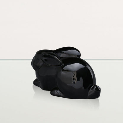 Rabbit Urn For Ashes - Lamp Black | Ceramic Bunny Urn - Pulvis Art Urns