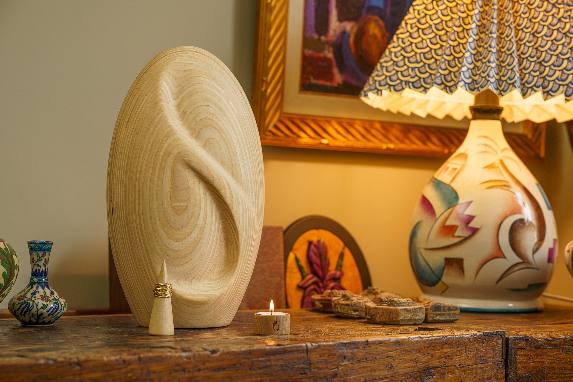 Wooden Ring Cone - Handmade | Genuine Walnut - Pulvis Art Urns